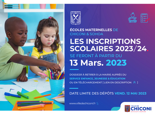 Ouverture des inscriptions scolaires année 2023-2024